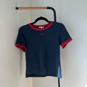 Reformation Navy Tee with Red Trim